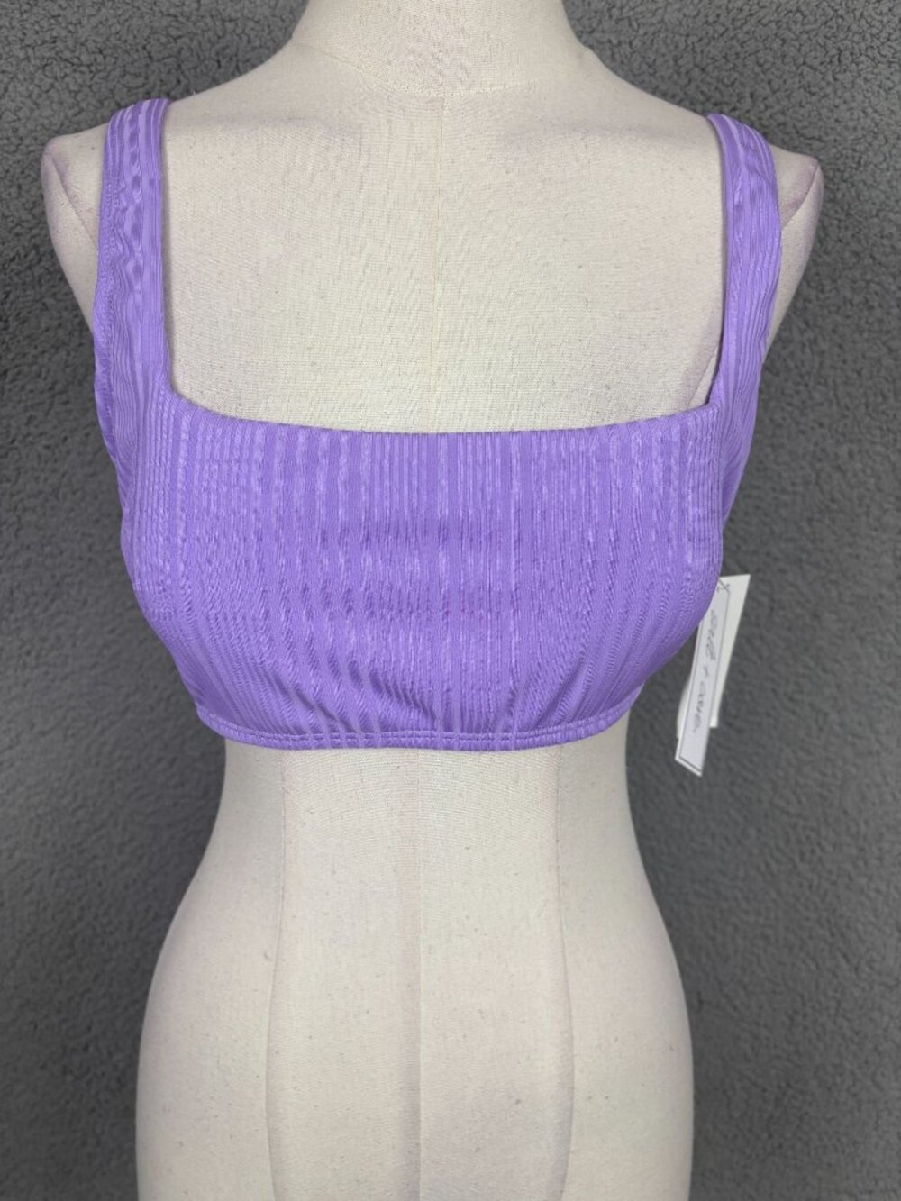 Salt Cove Juniors' Ribbed Square-Neck Bikini Top Purple  Size XL New With Tags.